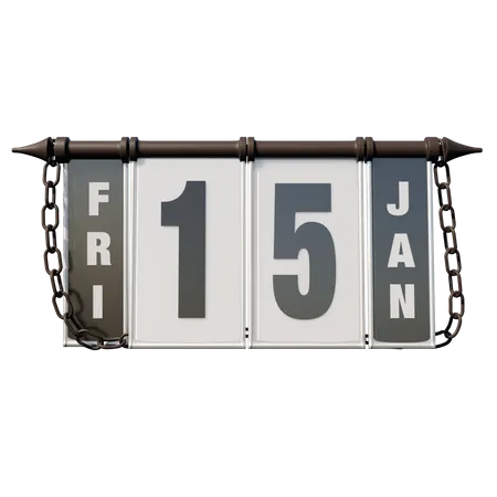 15. Januar Freitag  3D Illustration