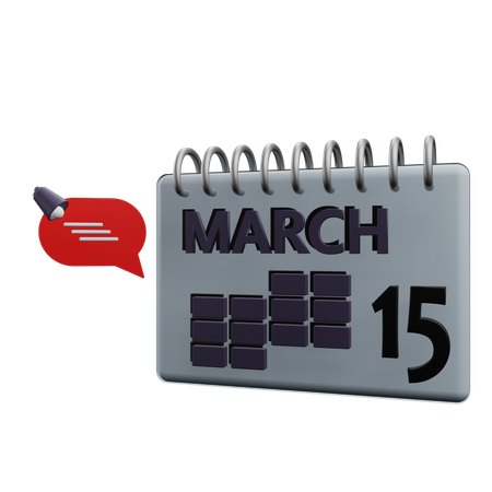 15 March Calender  3D Icon