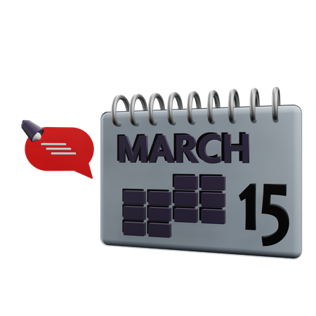 Calendario del 15 de marzo  3D Icon