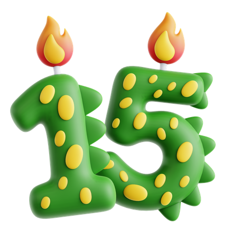 15 bougies dinosaures mignonnes  3D Icon