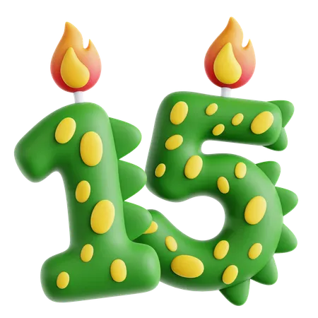 15 bougies dinosaures mignonnes  3D Icon