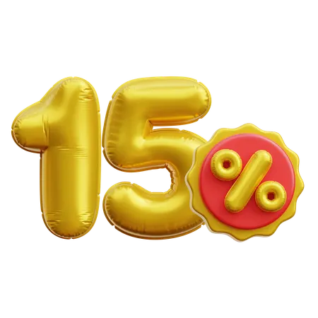 15 Percent  3D Icon