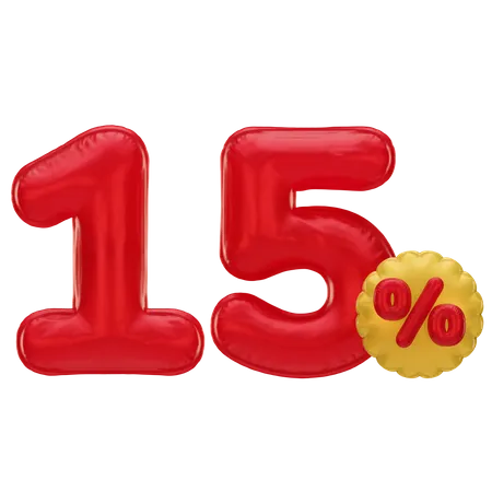 15 Percent Discount  3D Icon