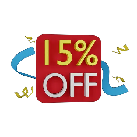 15 Percent Discount  3D Icon