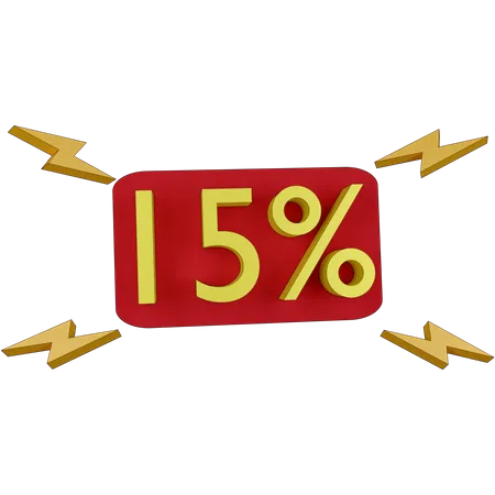 15 Percent Discount  3D Illustration