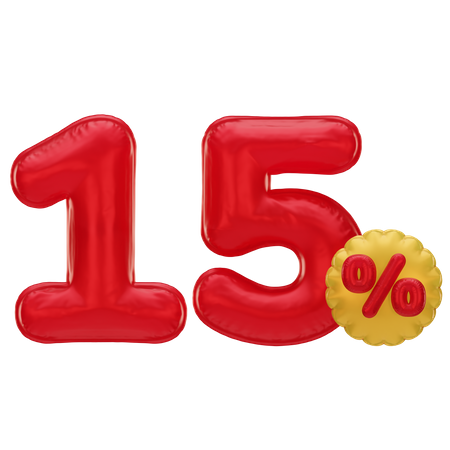 15 Percent Discount  3D Icon