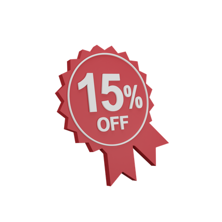 15 Percent Discount Badge  3D Icon