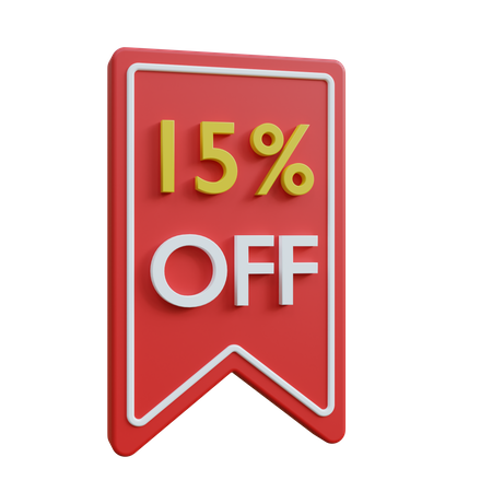 15 Percent Discount Tag  3D Icon