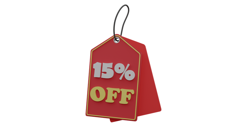 15 Percent Discount Tag  3D Icon