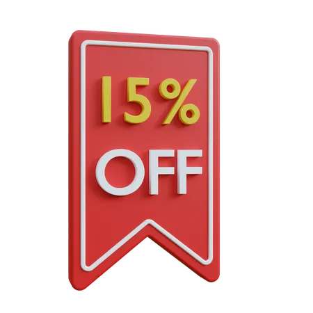 15 Percent Discount Tag  3D Icon