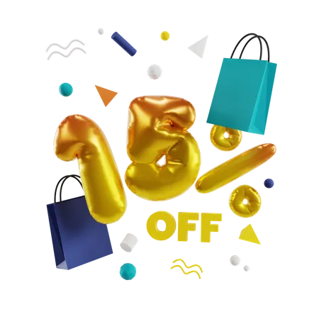 15 Percent Off  3D Illustration