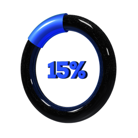 15 Percent Pie Chart  3D Illustration