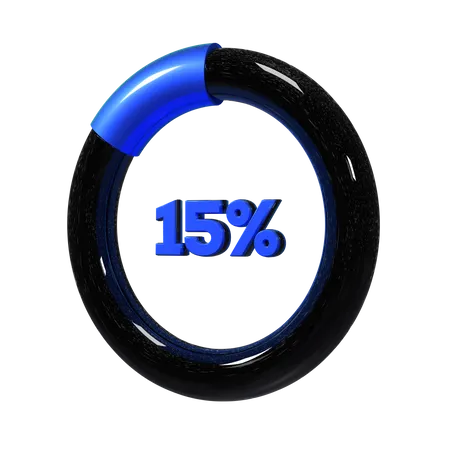 15 Percent Pie Chart  3D Illustration