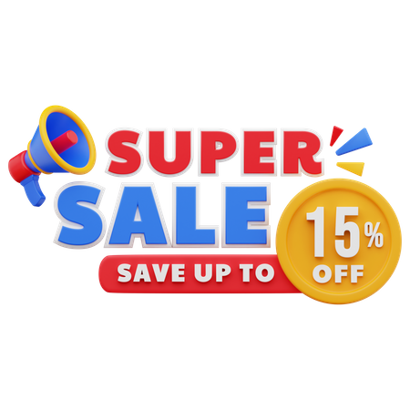 15 Percent Super Sale 3D Illustration