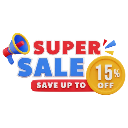 15 Percent Super Sale  3D Illustration