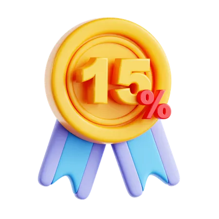 15 Percentage  3D Icon
