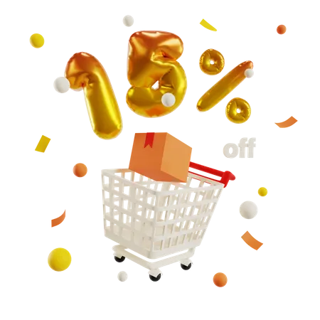 15 Percentage Off  3D Illustration