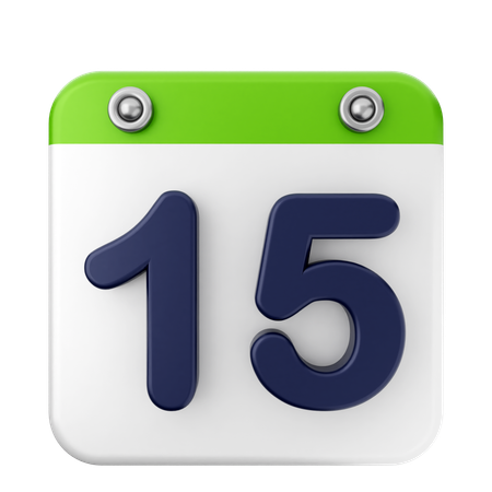 15th Calendar  3D Icon