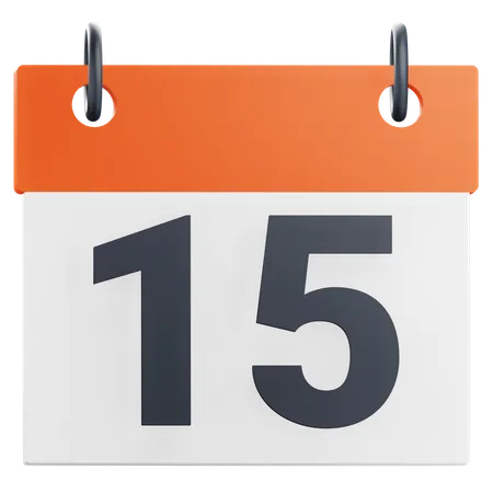3 D 15th Fifteen Day Of Month Calendar Illustration 3D Icon