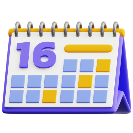 달력 날짜 16  3D Icon