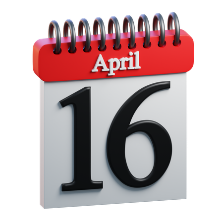 16 April Calendar  3D Icon