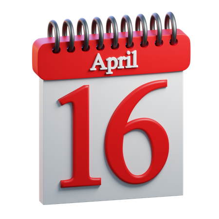 16 April Calendar  3D Icon