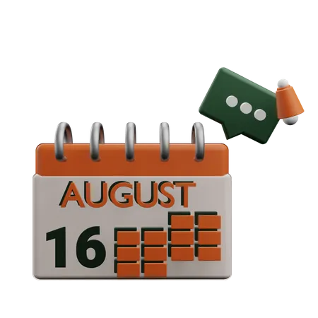 16 august  3D Icon