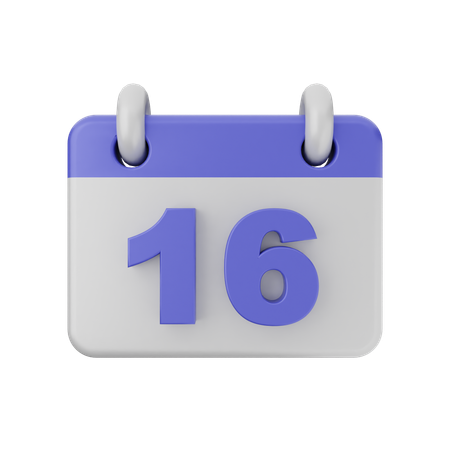 Calendário de 16 datas  3D Icon