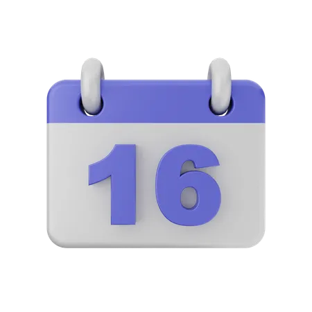 Calendário de 16 datas  3D Icon