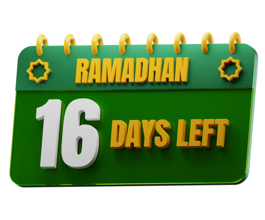 16 Days Left to Ramadan  3D Icon