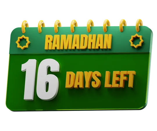 16 Days Left to Ramadan  3D Icon