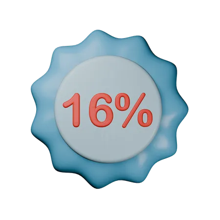 16% Discount Badge  3D Icon