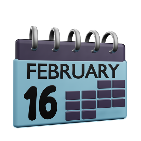 16. Februar Kalender  3D Icon