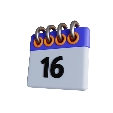 16 fecha  3D Icon