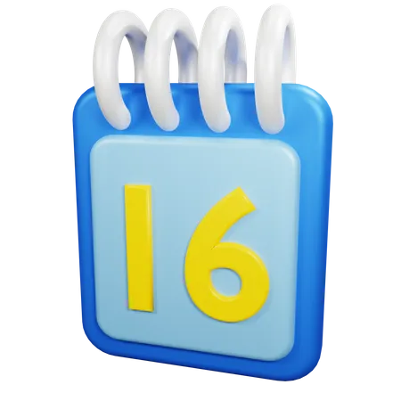 16 fecha  3D Icon