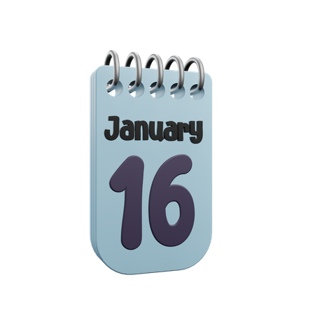 16 January Calender  3D Icon
