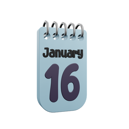 16 January Calender  3D Icon