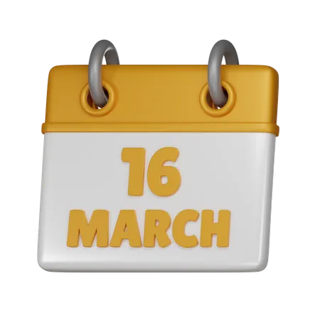 16 March  3D Icon