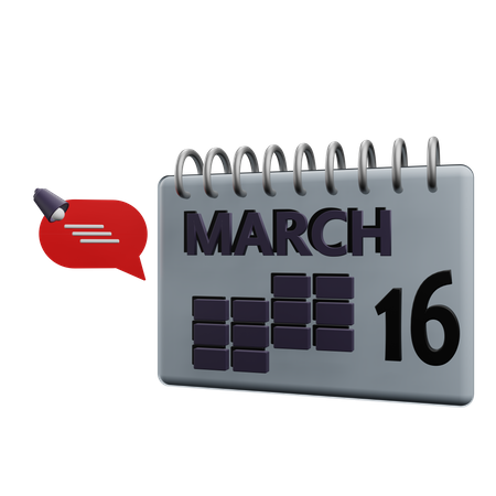 Calendrier du 16 mars  3D Icon