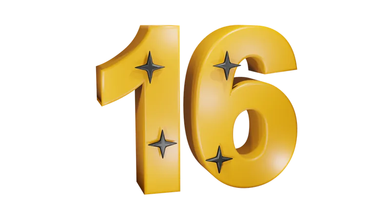 16 Number  3D Icon