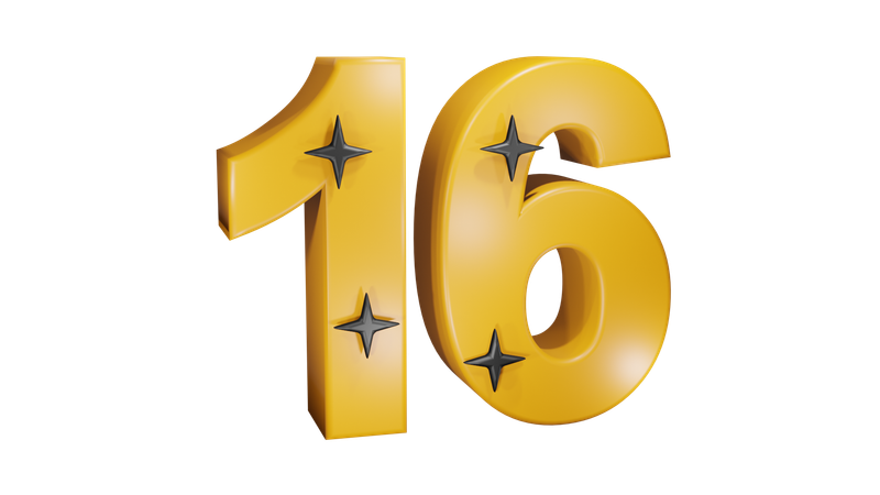 16 Number  3D Icon