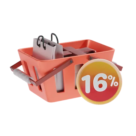 16 Percent Off 3 D Icon Illustratrion 3D Icon