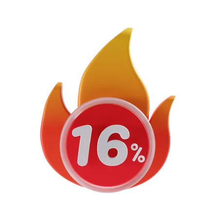 16 Percent  3D Icon