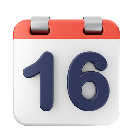 16th Calendar  3D Icon