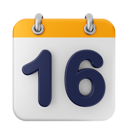 16th Calendar  3D Icon