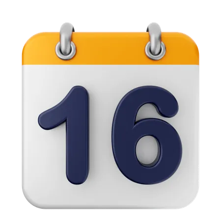 16th Calendar  3D Icon