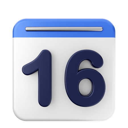 16th Calendar  3D Icon