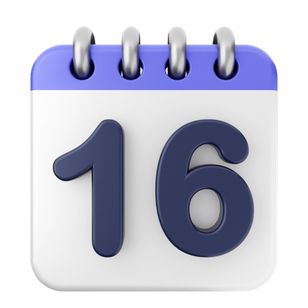 16th Calendar  3D Icon