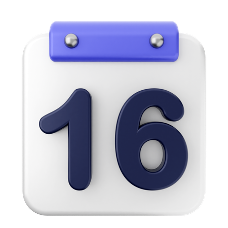 16th Calendar  3D Icon