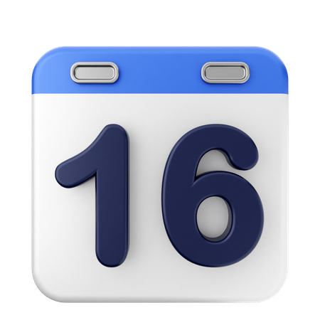 16th Calendar  3D Icon